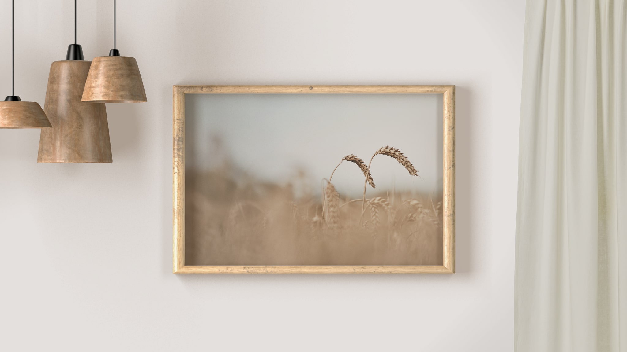 Wheat minimalist landscape framed fine art print